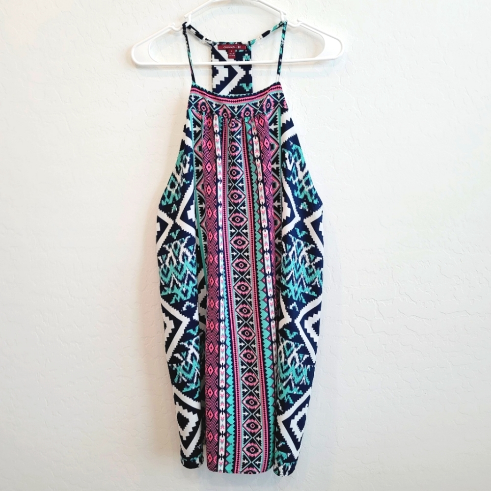 Silvergate Aztec Print Colorful Mini Dress Large